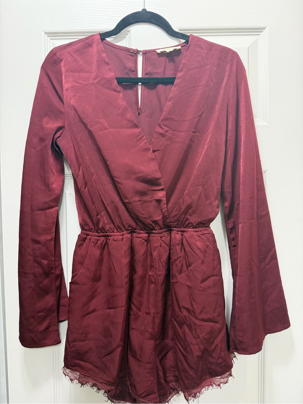 Women's Silk Romper Dress in Burgundy